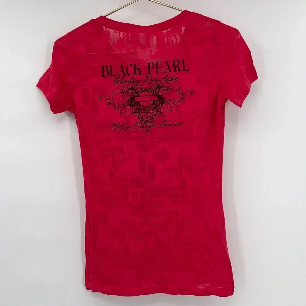 Harley Davidson Women's Embellish Short Sleeve Pink Graphic T Shirt M - Picture 2 of 7